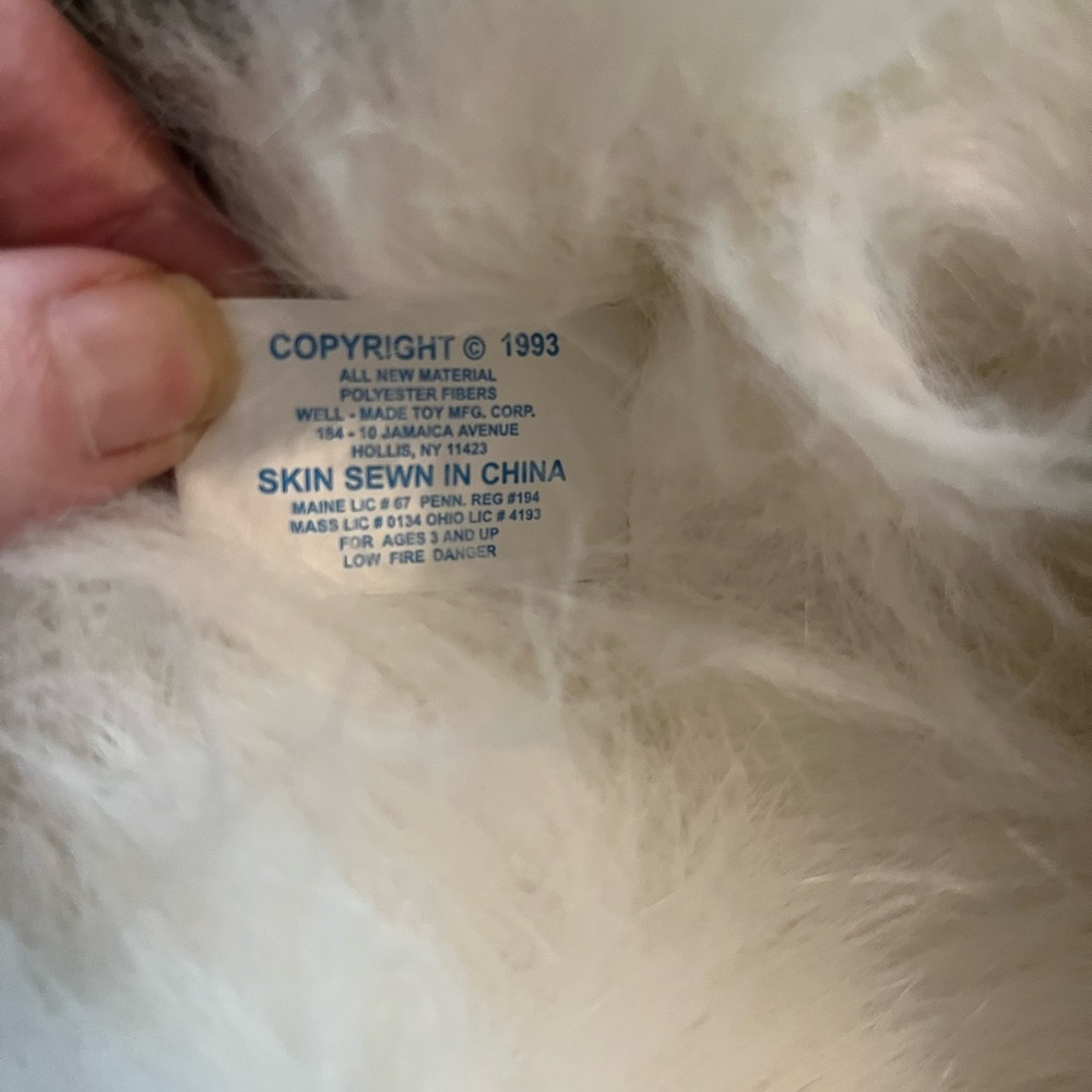 Fluffy White and Gray Plush Dog - Picture 5 of 5